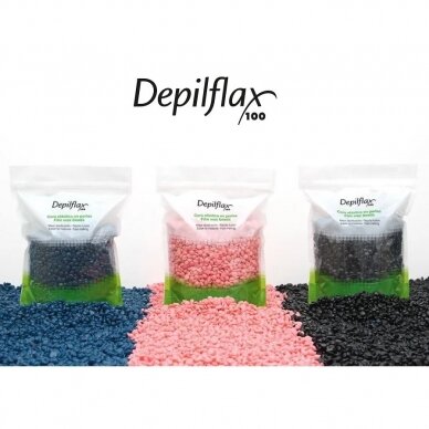 DEPILFLAX žemos lydymosi temperatūros elastinis vaškas profesionalioms depiliacijos procedūroms BLACK, 1 kg. 2