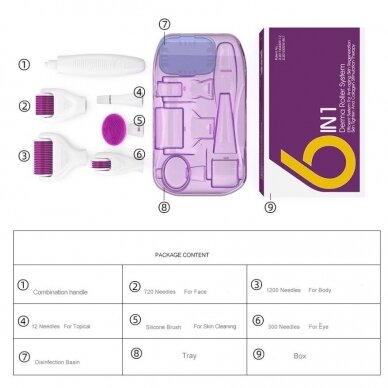 DERMA ROLLER set 6 in 1 for microneedling facial procedures 2