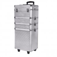 Large 4-piece suitcase for cosmetics XXXL 4in1 SILVER