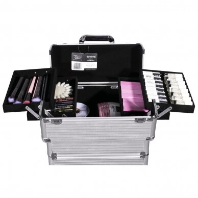 Large 4-piece suitcase for cosmetics XXXL 4in1 SILVER 1