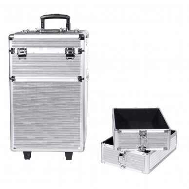 Large 4-piece suitcase for cosmetics XXXL 4in1 SILVER 2