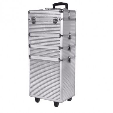 Large 4-piece suitcase for cosmetics XXXL 4in1 SILVER