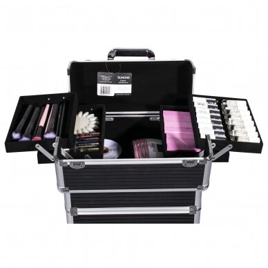 Large 4-piece suitcase for cosmetics XXXL 4in1 BLACK 4