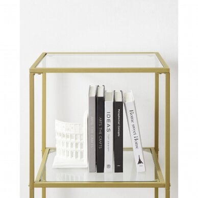 Display showcase for goods with glass shelves for beauty salons and hairdressers, gold metal color 2