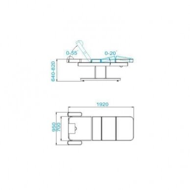 Profesionali elektrinė masažo lova-gultas grožio salonams AZZURRO 805 (1 variklis), VENGE/LATTE spalvos 1