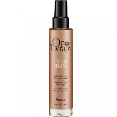 FANOLA ORO THERAPY plaukus drėkinantis bei spindesį suteikiantis fliuidas su rožių ekstraktu GOLD SERUM, 100 ml