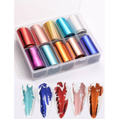 Foil for nails, 10 pcs, colored 2