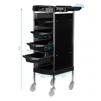 Professional hairdresser's trolley GABBIANO, black FX11-B 5