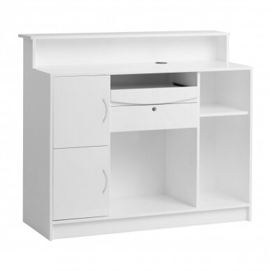 GABBIANO professional reception desk for beauty salons G26BS, white and silver color 1