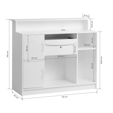 GABBIANO professional reception desk and reception desk for beauty salons G26W, white color 10