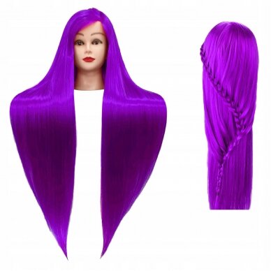 Professional head for training IZA PURPLE 60cm, thermal hair