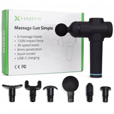 Deep muscle and tissue vibrating massager GUN001, black color (Kopija) 4