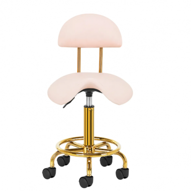 Professional master's chair-saddle for beauticians 6001-G, pink color 1