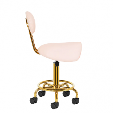 Professional master's chair-saddle for beauticians 6001-G, pink color 2