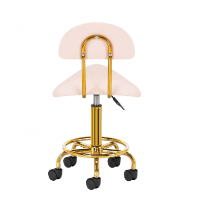 Professional master's chair-saddle for beauticians 6001-G, pink color 3