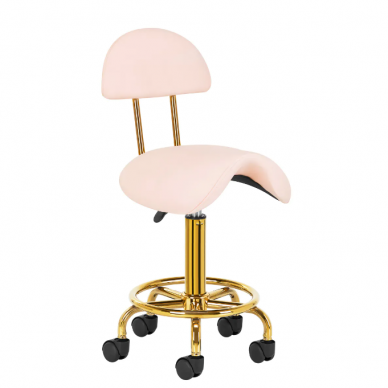 Professional master's chair-saddle for beauticians 6001-G, pink color