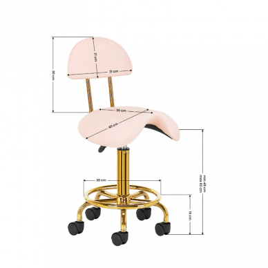 Professional master's chair-saddle for beauticians 6001-G, pink color 7