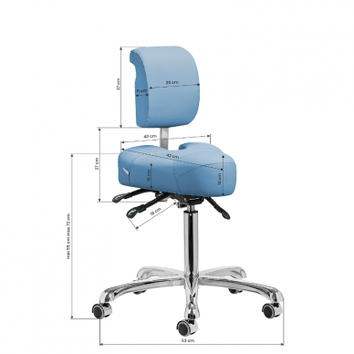 GIOVANNI CLASSIC 1005 professional podiatry chair for beauticians and beauty salons, blue color 5