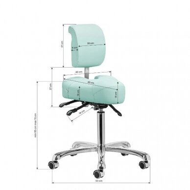 GIOVANNI CLASSIC 1005 professional podiatry chair for beauticians and beauty salons, light green color 13