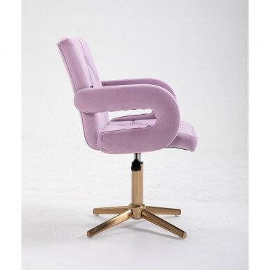 Beauty salon chair with stable legs HR8404CROSS, lilac velor 2