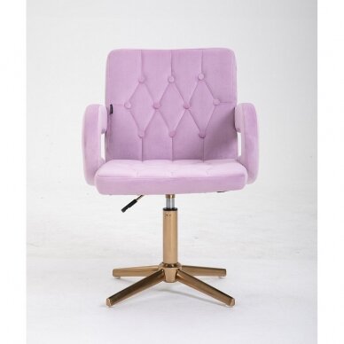 Beauty salon chair with stable legs HR8404CROSS, lilac velor 3