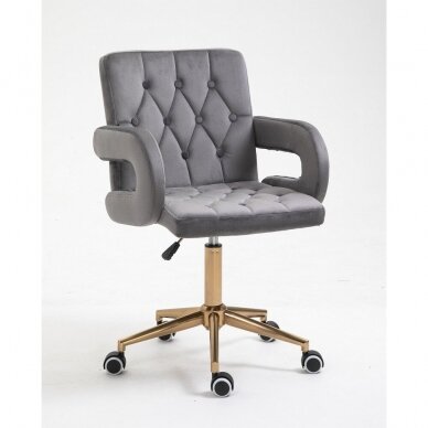 Beauty salon chair with wheels HR8404K, gray velor