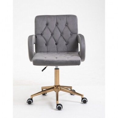 Beauty salon chair with wheels HR8404K, gray velor 2