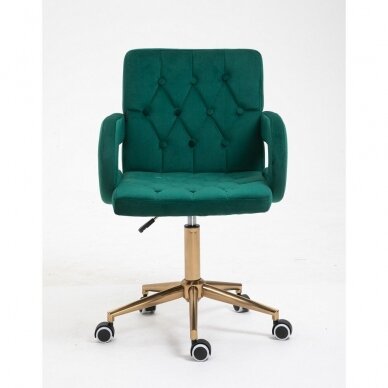 Beauty salon chair with wheels HR8404K, green velor 2