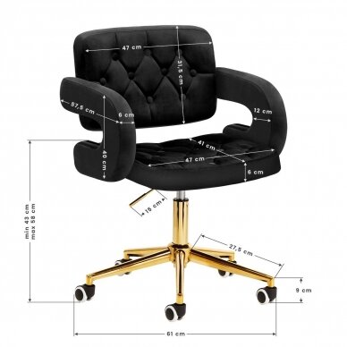 4Rico beauty salon chair with wheels QS-OF213G, black velvet 9