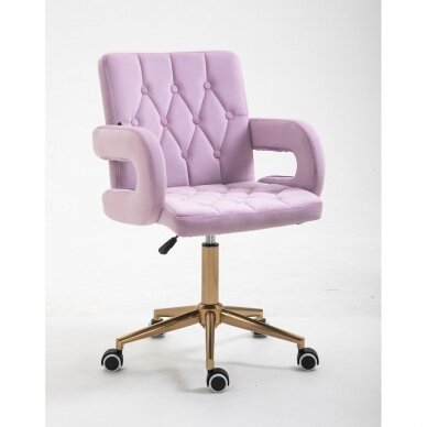 Beauty salon chair with wheels HR8404K, lilac velor