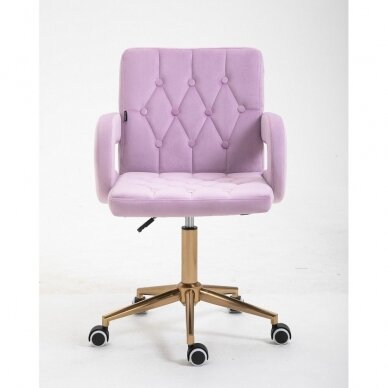 Beauty salon chair with wheels HR8404K, lilac velor 1