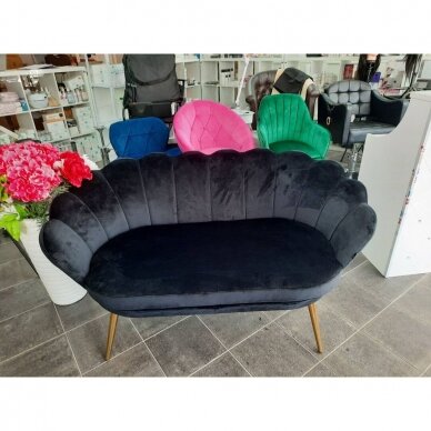 Beauty salon waiting sofa REY, black velor 7