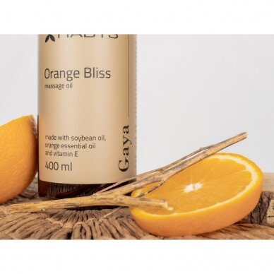 HABYS GAYA ORANGE BLISS sojų pupelių masažo aliejus su vitaminu E apelsinų kvapo, 400 ml 2