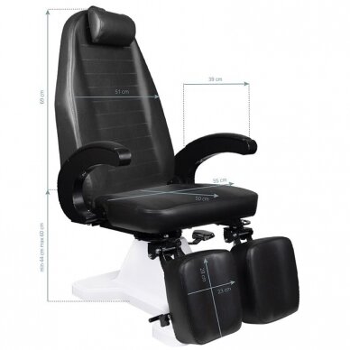 Professional hydraulic podiatric chair for pedicure procedures MOD 112, black color 6