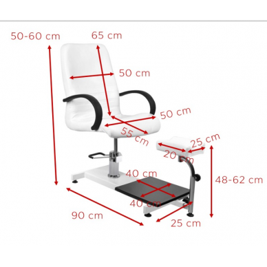 Professional hydraulic SPA / pedicure chair with adjustable foot MOD-SPA100, white color 4