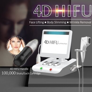 HIFU focused 4D ultrasound machine for face and body, 2 nozzles, 11 cartridges. Mobile version of the device 2