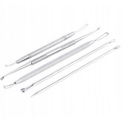 Double-sided beautician&#39;s tools for removing acne and blackheads with case, 5 pcs.