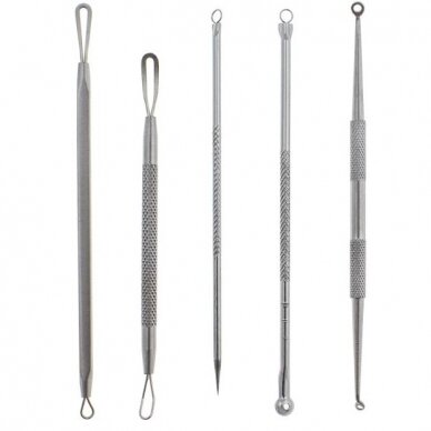 Double-sided beautician&#39;s tools for removing acne and blackheads with case, 5 pcs.  3