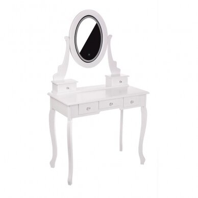 Makeup table KARI with LED mirror and chair, white color