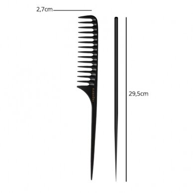 KASHOKI HR COMB WT TAIL COMB 450 šukos labai storiems plaukams AOI 1