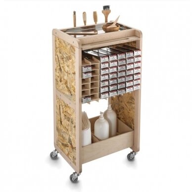 Professional hairdressing trolley with pull-out shelf TIMBER COLOR, wood color