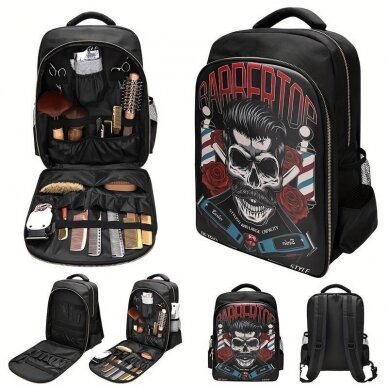 Barbers&#39; and barbers&#39; backpack for storing tools and cosmetics, stylized  1