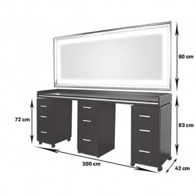 Hairdressing/salon console AMEA, matte or glossy surface (+LED lighting)  2