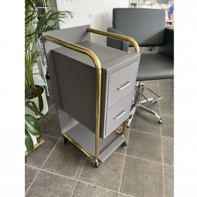 Professional beauty salon trolley GABBIANO SOLO, gray with gold frame 6