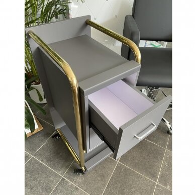 Professional beauty salon trolley GABBIANO SOLO, gray with gold frame 8