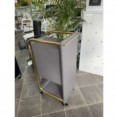 Professional beauty salon trolley GABBIANO SOLO, gray with gold frame 10