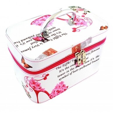 Makeup case/suitcase with mirror PINK/WHITE