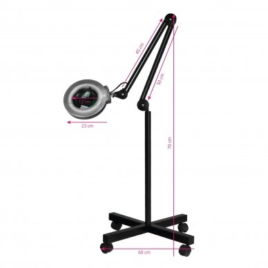 Professional cosmetology lamp - magnifying glass S4, 12W with stand, black 6