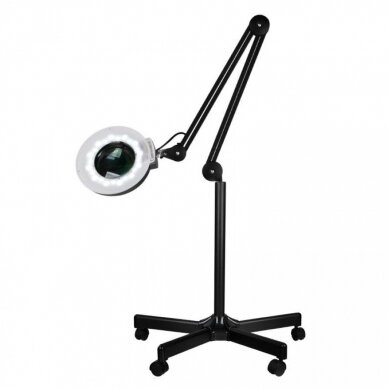 Professional cosmetology LED lamp with magnifying glass S5 5D, black color (with stand)