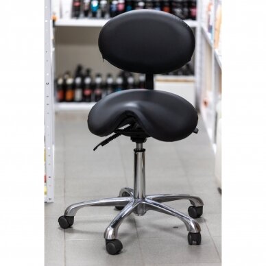 Professional master chair - saddle for cosmetologists 1025 GIOVANNI with adjustable seat angle and backrest, black color 4